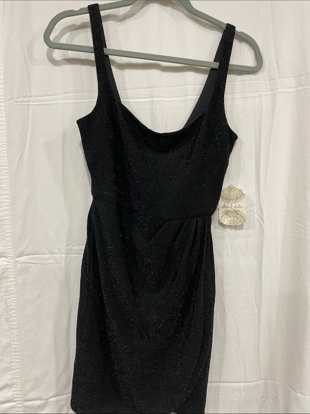 Altar'd State Black Sparkle Scoop Neck Mini Dress